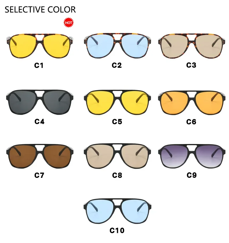 New Vintage Classic Designer Double Bridge Pilot Sunglasses Women For Men Luxury Sun Glasses Big Frame Shades UV400 Eyewear view 6