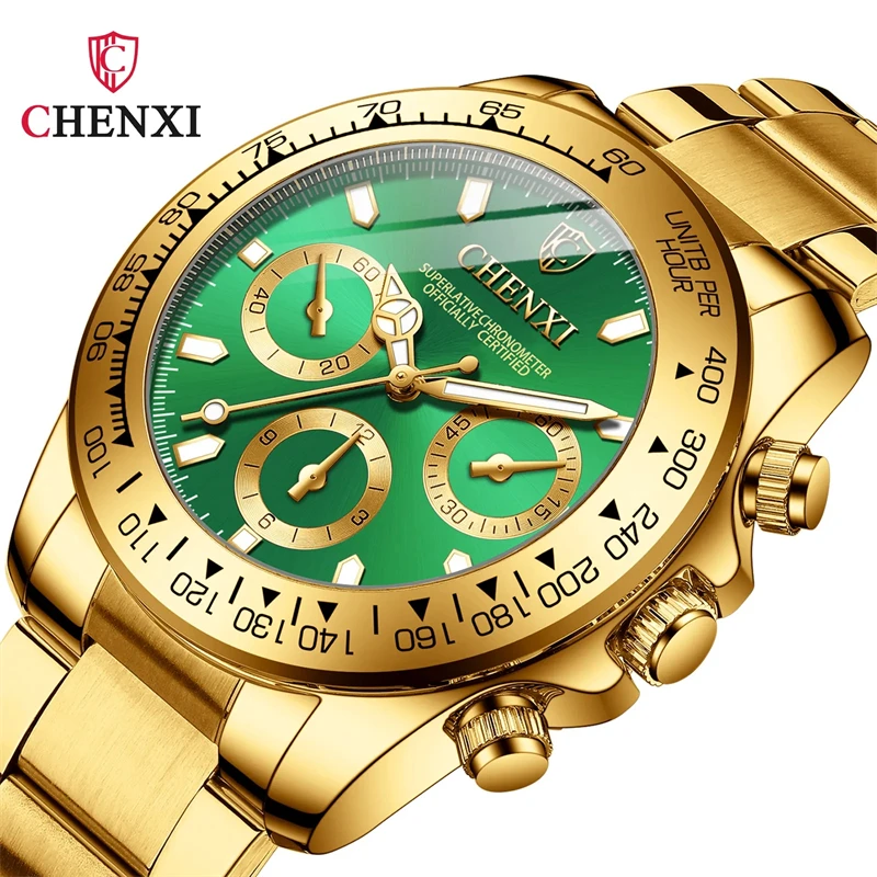 CHENXI 086A Men\'s Gold Watch Casual Quartz Watches Stainless Steel Waterproof Luxury Fashion Business Men Wristwatches