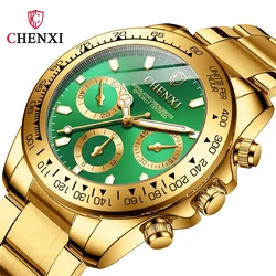 CHENXI 086A Men's Gold Watch Casual Quartz Watches Stainless Steel Waterproof Luxury Fashion Business Men Wristwatches