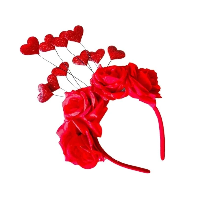 

Y5GC Woman Teens Flower Valentines Headband Hair Hoop Girls Banquet Party Hairband