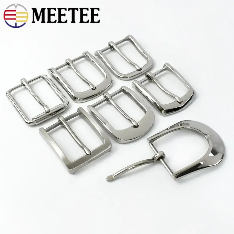 Meetee 40mm Stainless Steel Pin Belt Buckle Head for Men Casual Jeans 36-37mm Belts Decor Buckles DIY Leather Craft Accessories