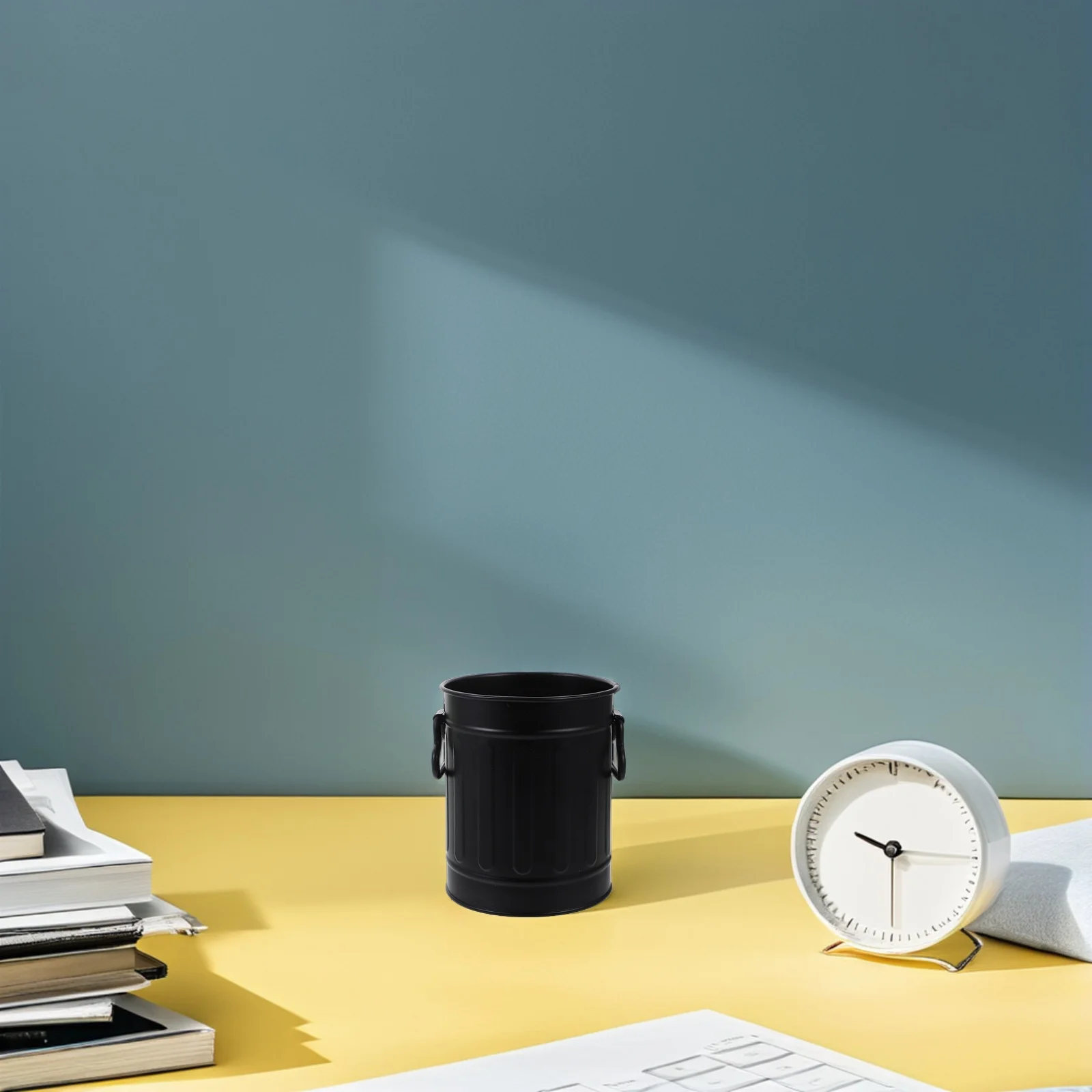 1 قطعة سطح المكتب تخزين دلو الحديد أسلوب بسيط ل حامل قلم سلة المهملات القرطاسية الحاويات فرشاة للمكياج حامل مكتب