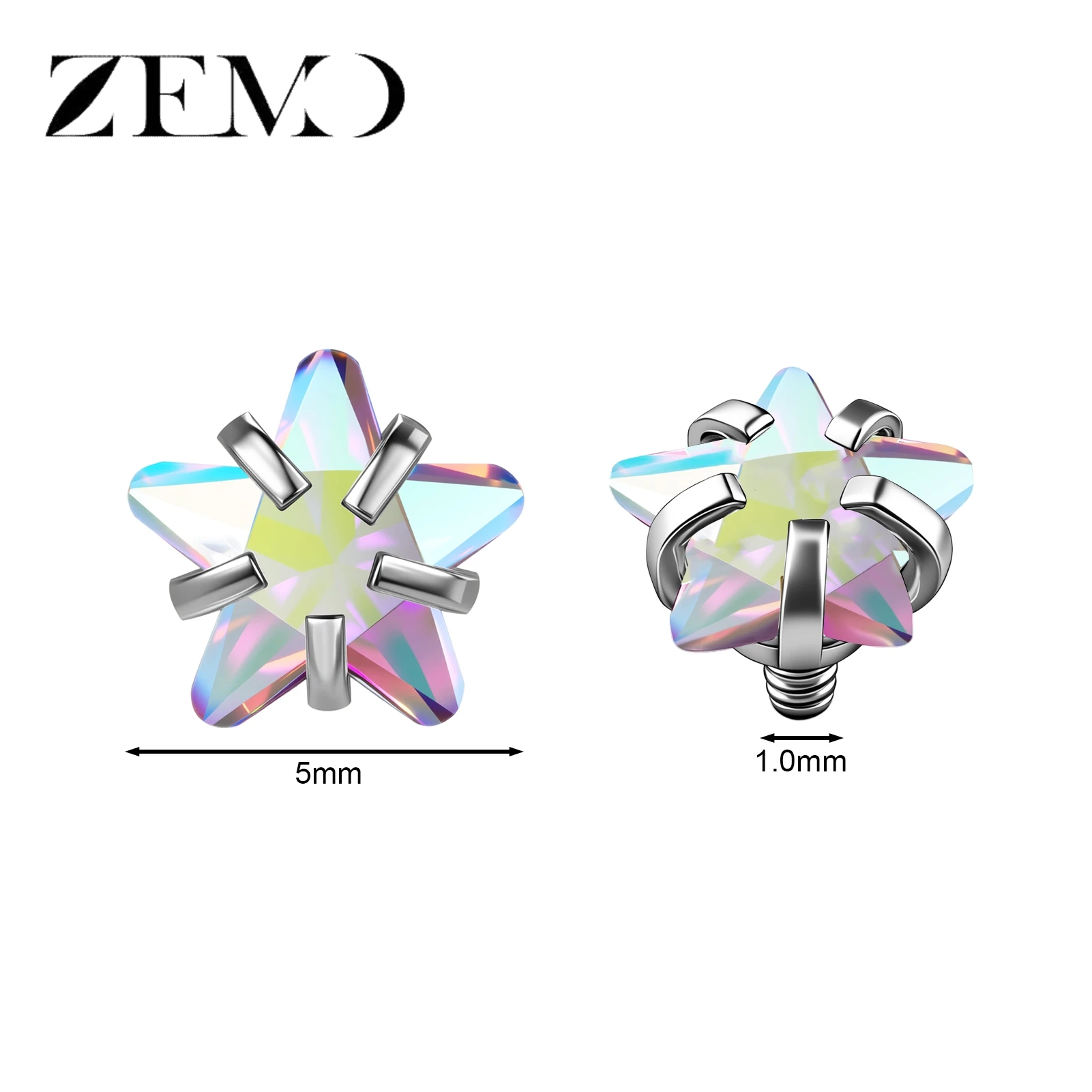Stainless Steel Dermal Anchor Top with CZ Crystal