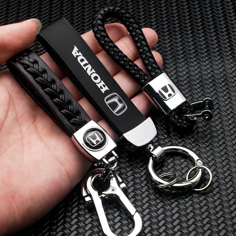 Metal Key Chain PU Leather Key Ring Car Badge Keychain For Honda Mugen Power TypeR Jazz Civic Inspire Accord FIT Car Accessories