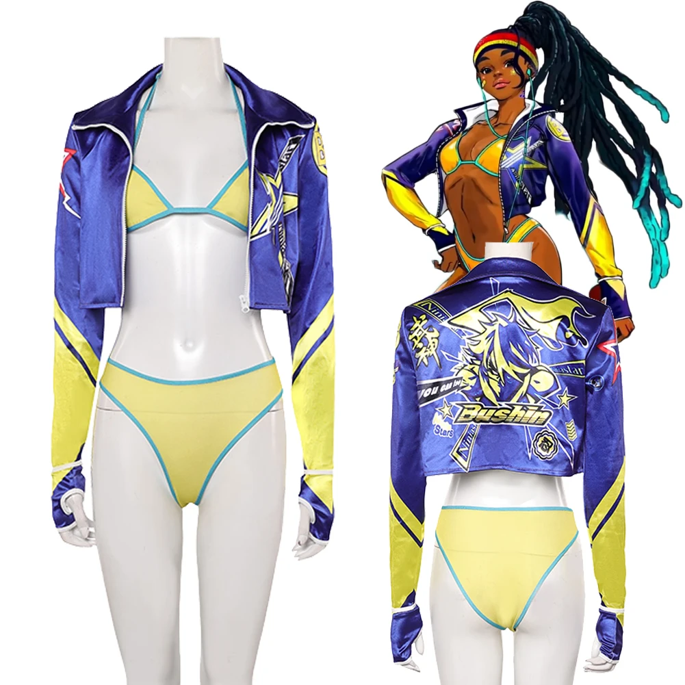 

Истребитель SF 6, кимберли, косплей, желтые, синие купальники, пальто бикини, купальники, наряды для взрослых женщин, Хэллоуин, карнавал, вечеринка