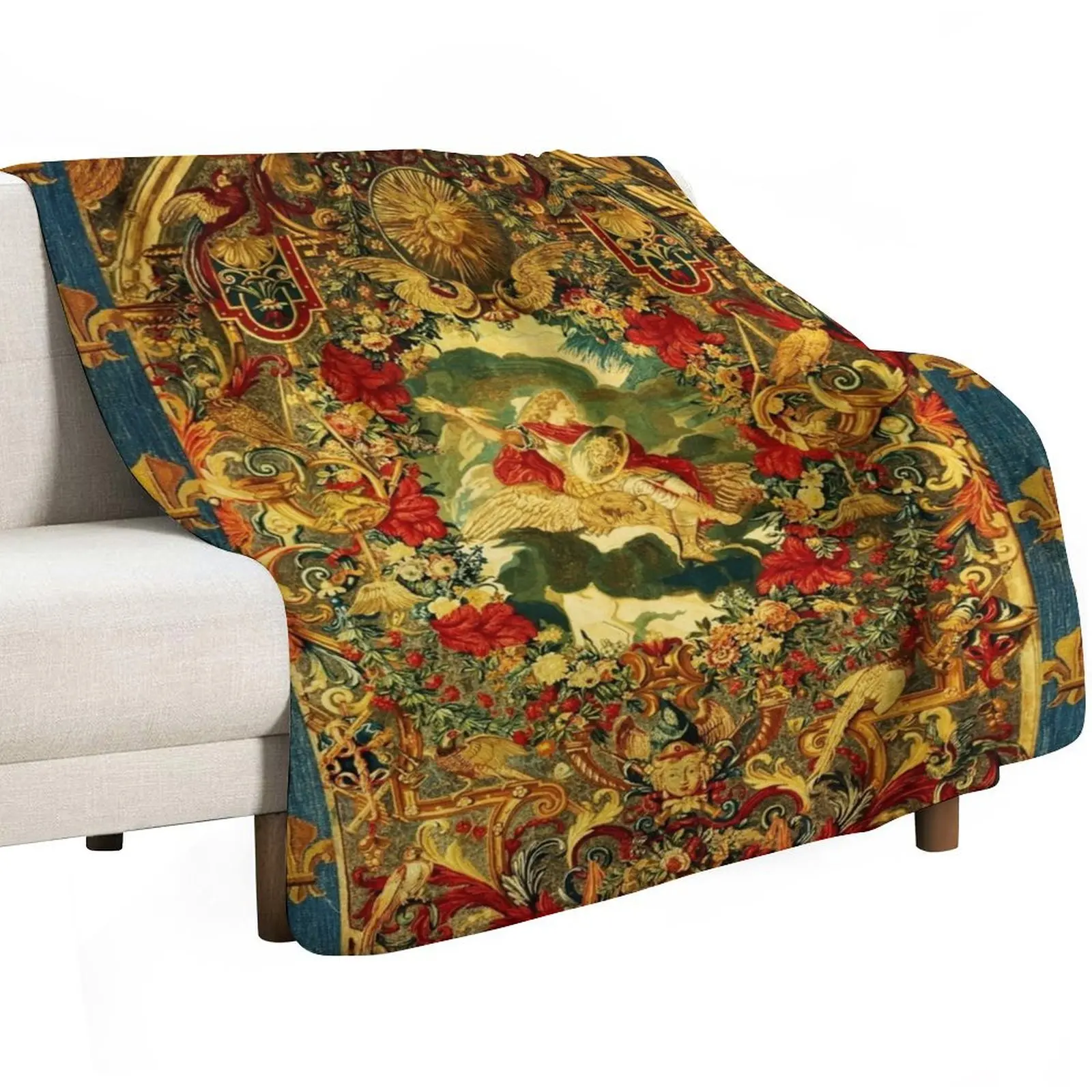 SEASONS AND ELEMENTS, AIR AND JUPITER, LOUIS XIV French Royal Embroidery Tapestry Throw Blanket Warm Blankets For Baby Blankets