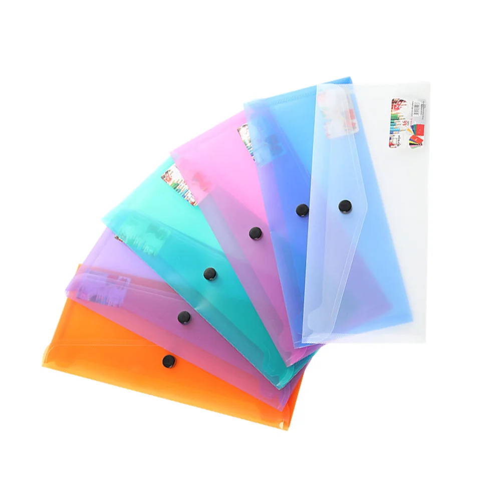 6 Pcs Stackable Clear Folder Zip Envelope Colored Envelopes Storage Bags Document Button Man