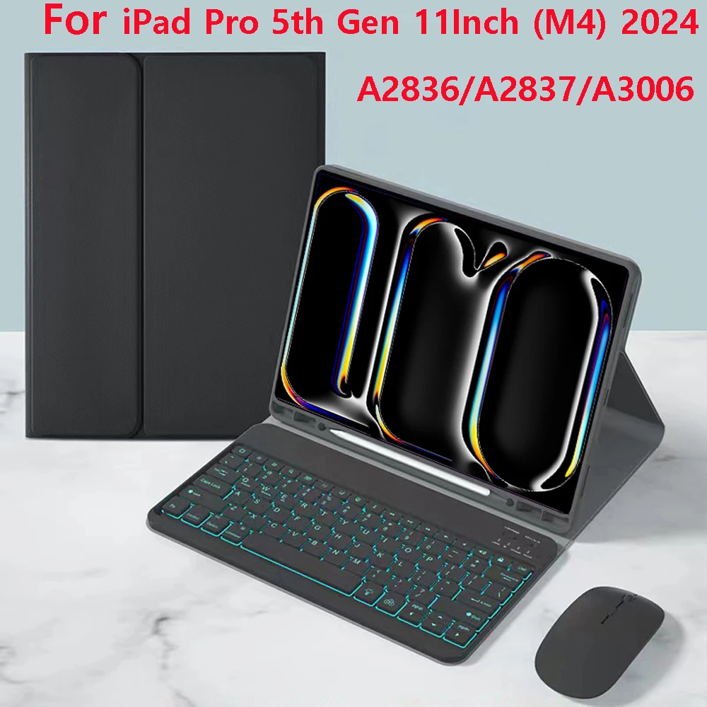 

Чехол для iPad Pro 5-го поколения 11-дюймовый, чехол для клавиатуры для iPad Pro 5-го поколения 11-дюймовый M4 2024 A2836 A2837 A3006