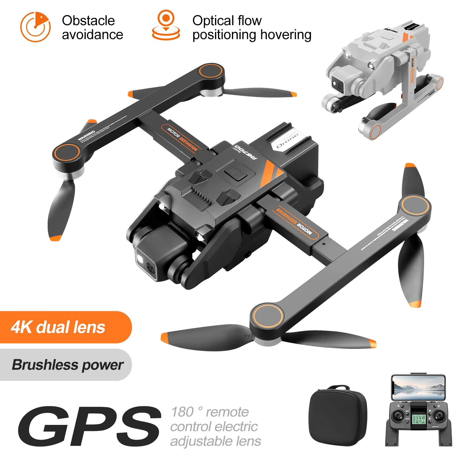 

RG700Pro 5G WIFI FPV RC Drone Obstacle Avoidance Brushless Remote Control Quadcopter 4K Dual Camera 6Axis Gyro GPS Drone Toys