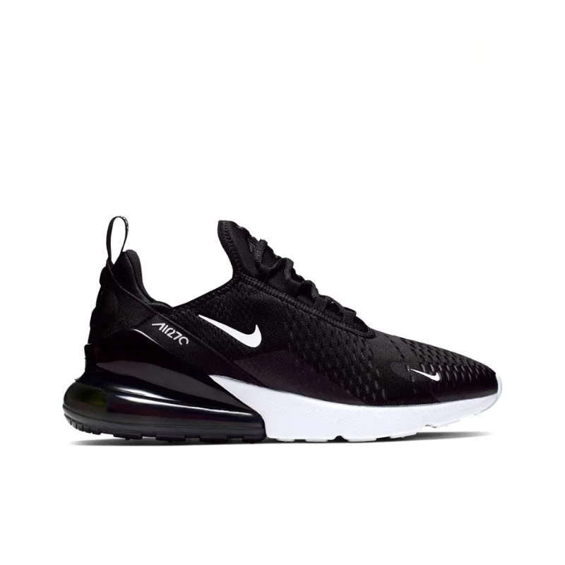 Nike Air Max 270 Unisex สีดํา/สีขาวรองเท้าผ้าใบระบายอากาศ Snug สั้นอเนกประสงค์ยอดนิยมกีฬากลางแจ้ง AH8050-002