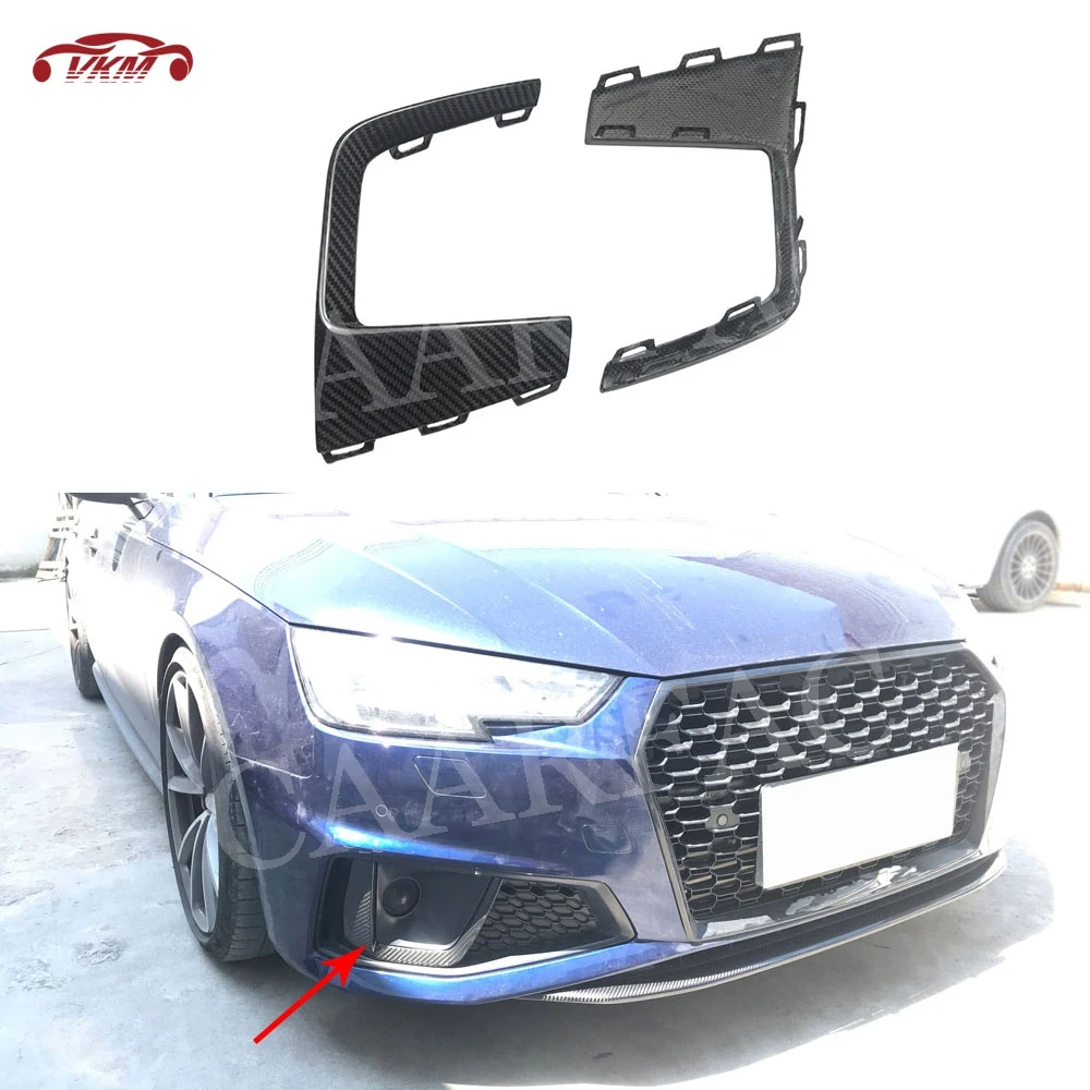 

Dry Carbon Fiber Front Fog Lamp Frame For Audi A4 S4 2019 Front Bumper Decorative Trim Car Accessories