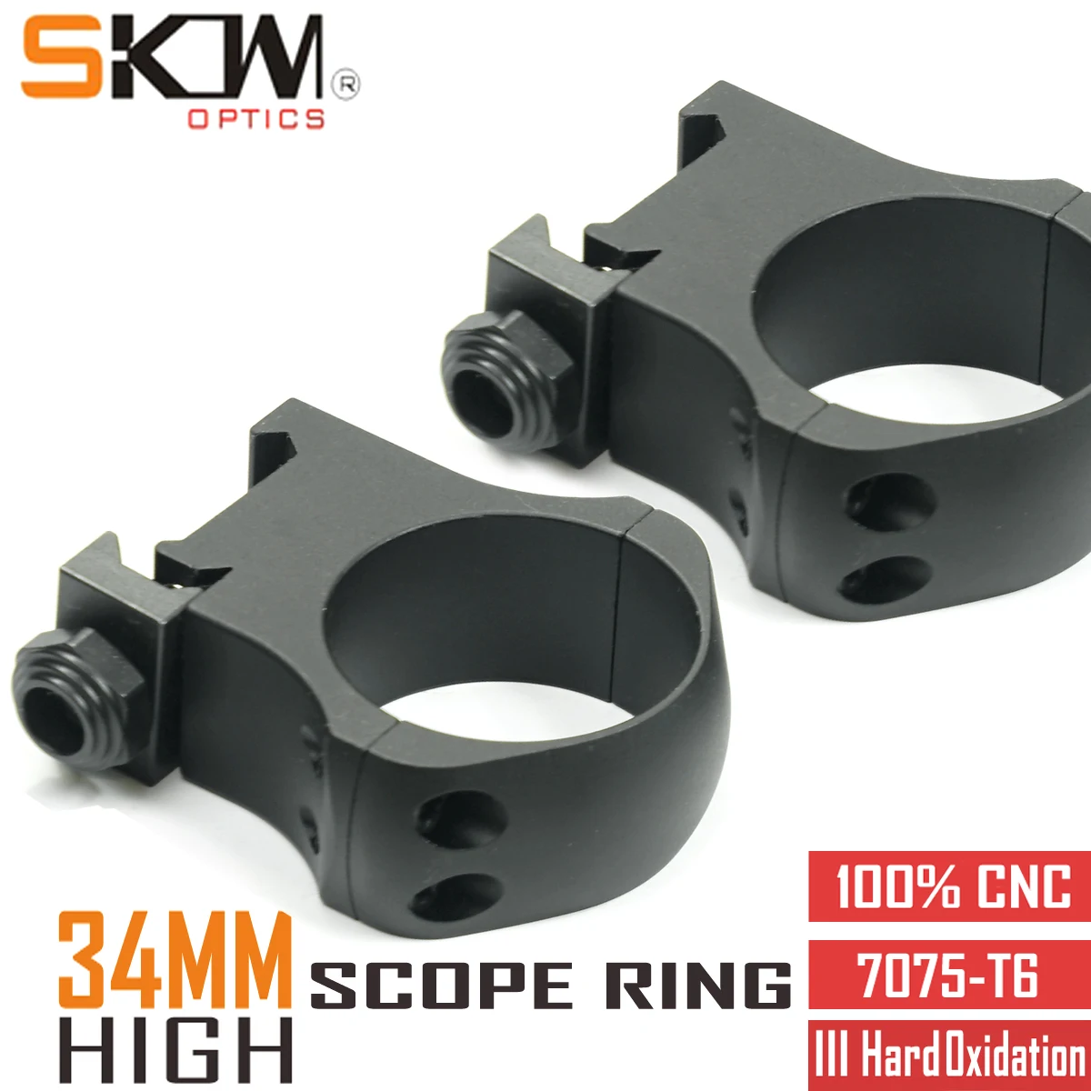 SKWGEAR Tactical 34mm Scope Rings CNC High Heavy Duty RifleScope 7075 -T6 Mount  Fit Picatinny