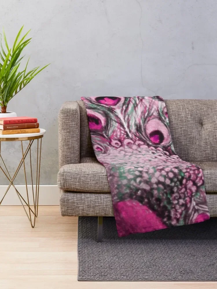 Pink Peacock Art Throw Blanket Comforter Blankets For Bed Blankets Sofas Of Decoration Plaid on the sofa Blankets