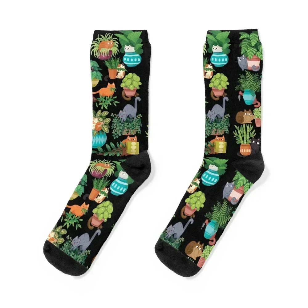 

Cats And Plants Socks gym cartoon winter bright garter Socks Man Women's
