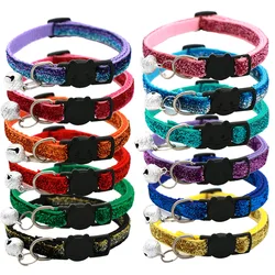 2024 Cat Collar Adjustable with Bell Breakaway Adjustable Kitten Cat Sequin Collar Neck Strap Cat Pet Supplies Puppy Accessories