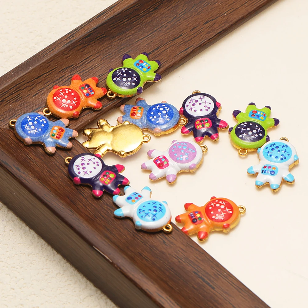 4 Stück Edelstahl-Emaille-Astronauten-Anhänger für DIY-Schmuckzubehör, Kinderhalsketten, Raumfahrer-Anhänger, Armbänder und Ohrringe. – Detail 5