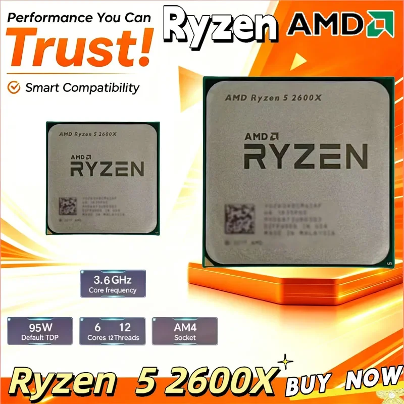 

AMD Ryzen 5 2600X AMD R5 2600X CPU 6-Core 12-Thread 3.6GHz Unlocked Desktop Processor Socket AM4 Gaming CPU Without Package