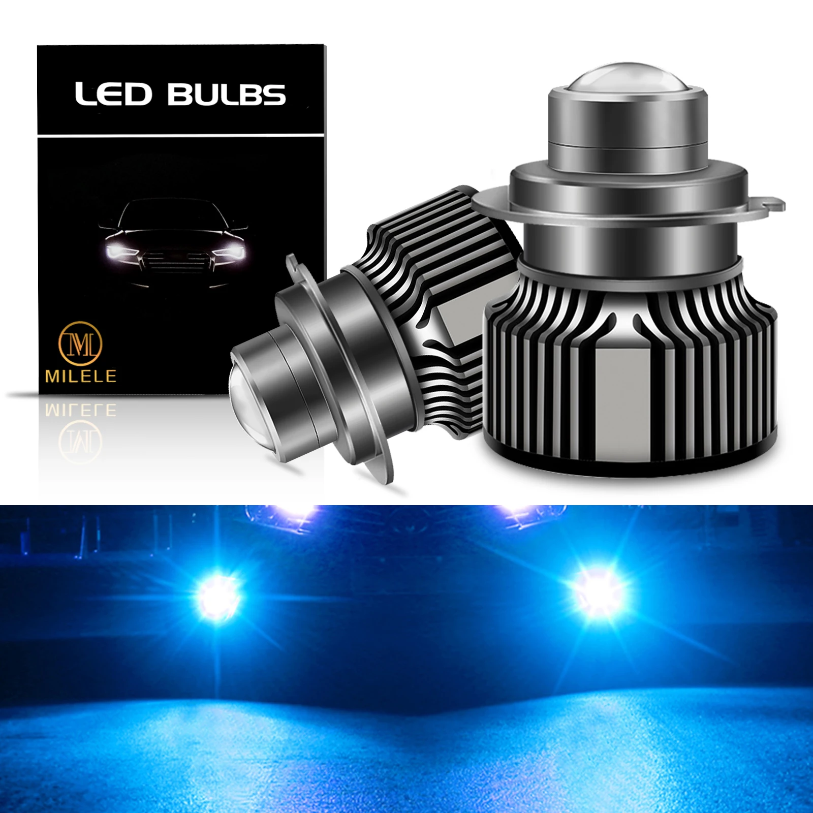2Pcs LED H8 H11 H7 HB4 9006 Car Light Bulb Project Lens Headlight Projector Fog Lights Automotive 12V Driving Running Lamp