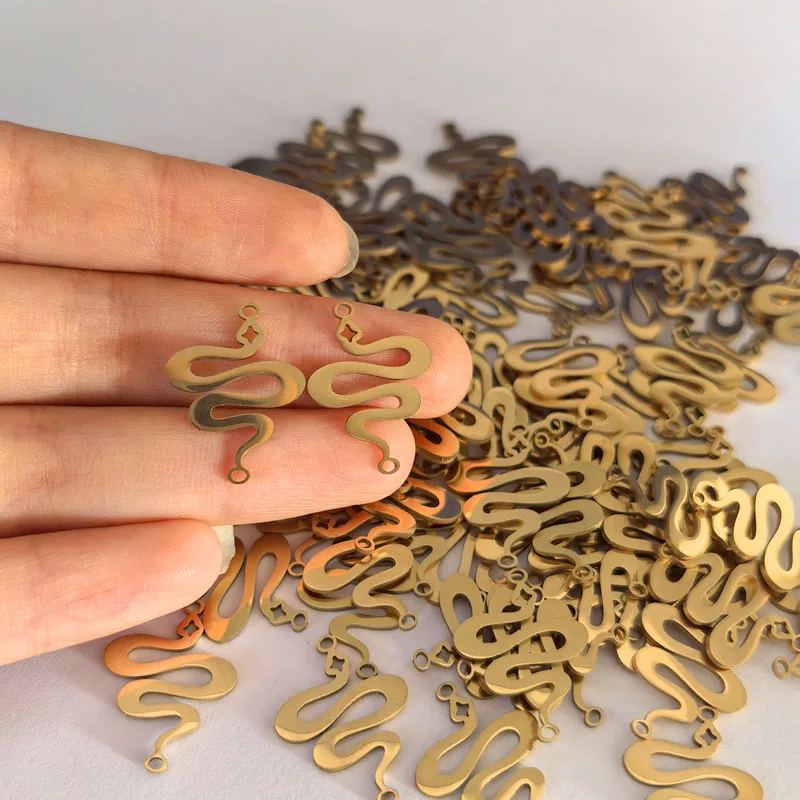 3pcs Golden Metal Double Ring Snake Connector DIY Craft Bracelets Necklace Charm for Jewelry Making Stainless Steel Pendant Bulk
