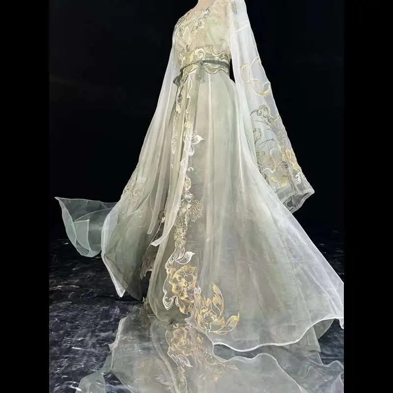 جديد فييستا كرنفال الهالوين كوس تأثيري الصناعة الثقيلة هانفو وي جين فترة التطريز الصدر طول تنورة نظام تانغ البطلة