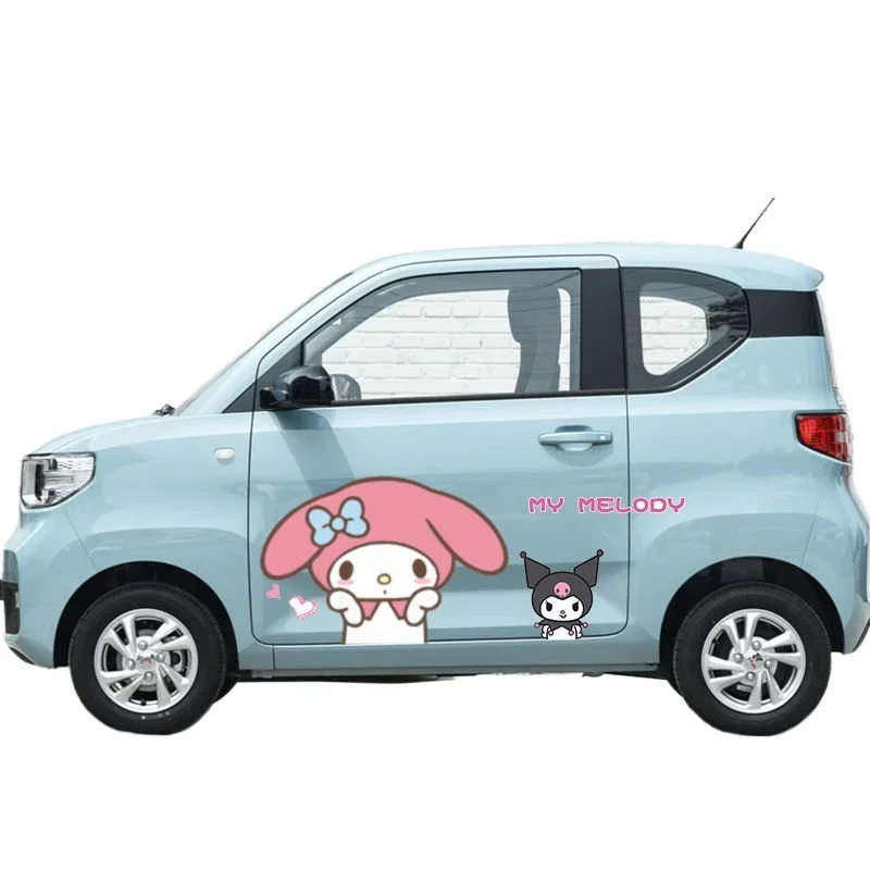 MINISO Sanrio Kuromi Car Door Stickers Cartoon Melody Cover Scratches Waterproof Car Sticker Modified Body Ladies Car Decoration