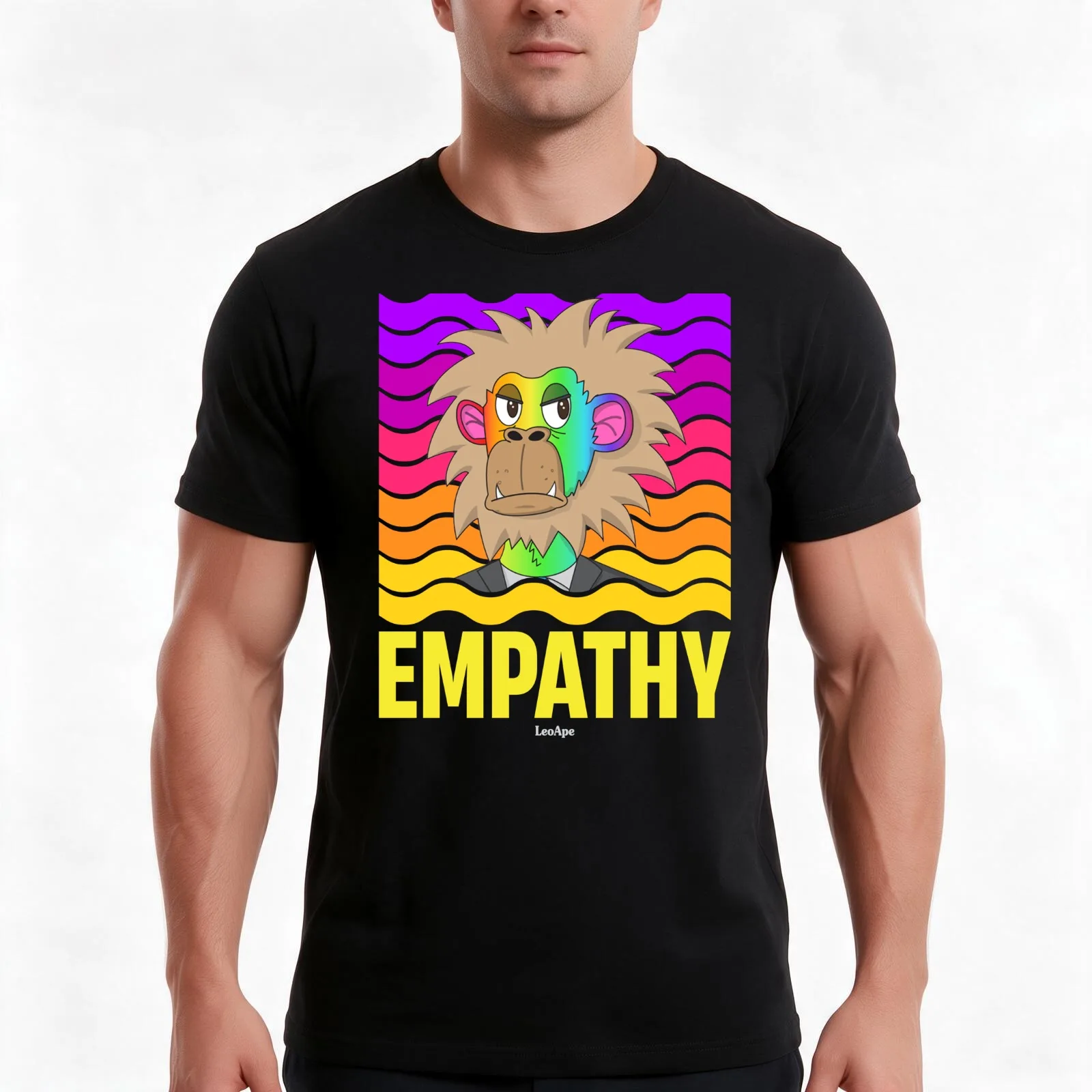 Empathy Illustration T-Shirt, Summer Casual Cotton Tee, Oversized Streetwear Tops, Vintage Graphic Print, Loose Fit Short Sleeve