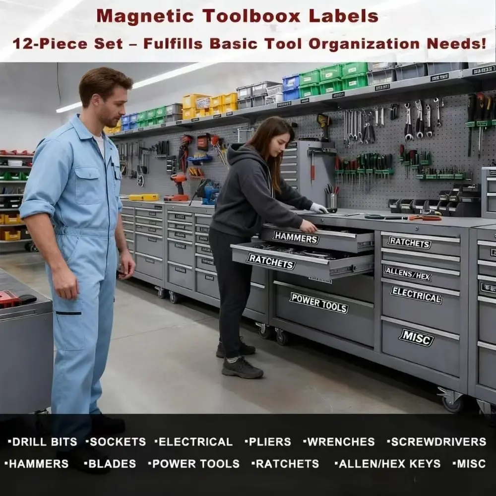 

Hot PVC Magnetic Toolbox Labels Easy Identification Time-Saving Reusable Tags Tool Box Labels Organize Accessories
