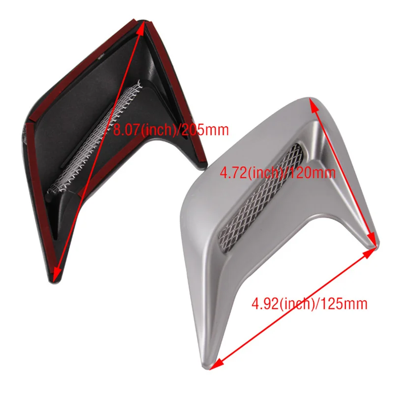 2PCS Universal Car Truck Side Air Scoop Intake Fender Vent Decorative Silver Stickers ABS Plastic Auto Styling Accessories