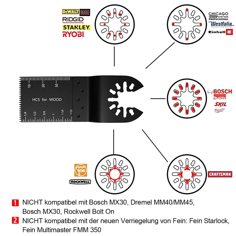 2 pezzi universali in legno metallo oscillante multiutensile lame per sega a sgancio rapido adatte per cavo Porter Black Decker Rockwell Ridgid Ryobi