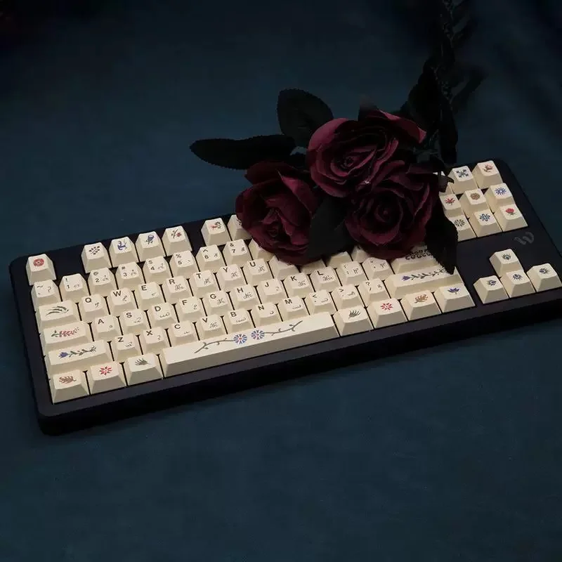 

135 клавиш The Voynich Handuscript Theme Custom Pbt Keycaps CHERRY Сублимационная анимация Двумерная механическая крышка для клавиатуры