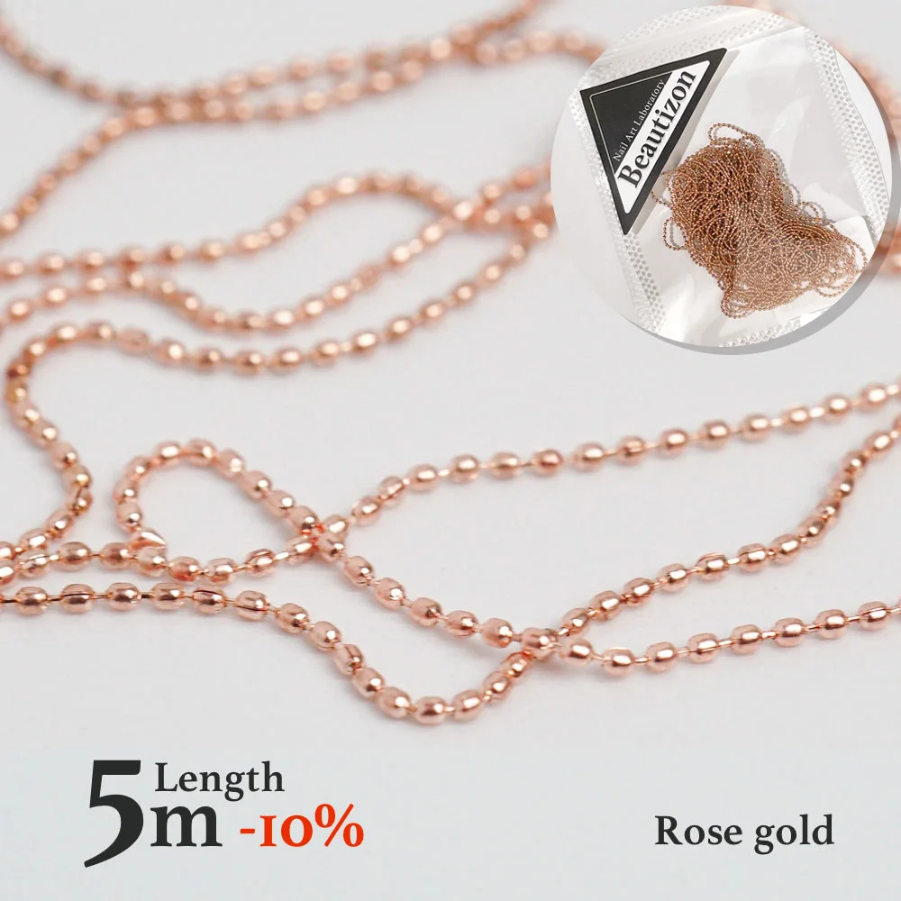 Nail Chain 0.8mm/1.0mm Rose Gold Silver Pixie Stone Decorations rhinestone Accessory Metal Steel Ball Chain Nail Art Jewelry