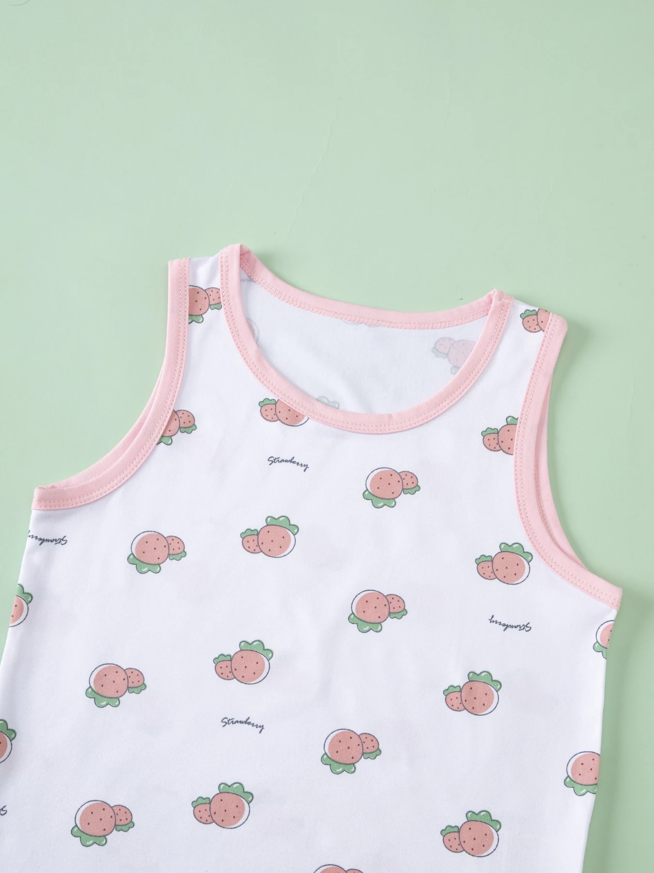3-teiliges süßes und niedliches Vier-Jahreszeiten-Weste-Set für Mädchen, bequemes ärmelloses T-Shirt mit Rundhalsausschnitt, lässiges, vielseitiges Cartoon-Oberteil für Kinder – Detail 7