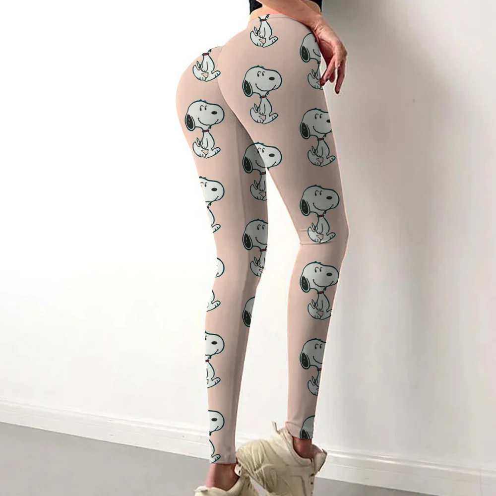 Pantaloni da yoga fitness elastici a vita alta con stampa Snoopy da donna di vendita calda primaverile ed estiva