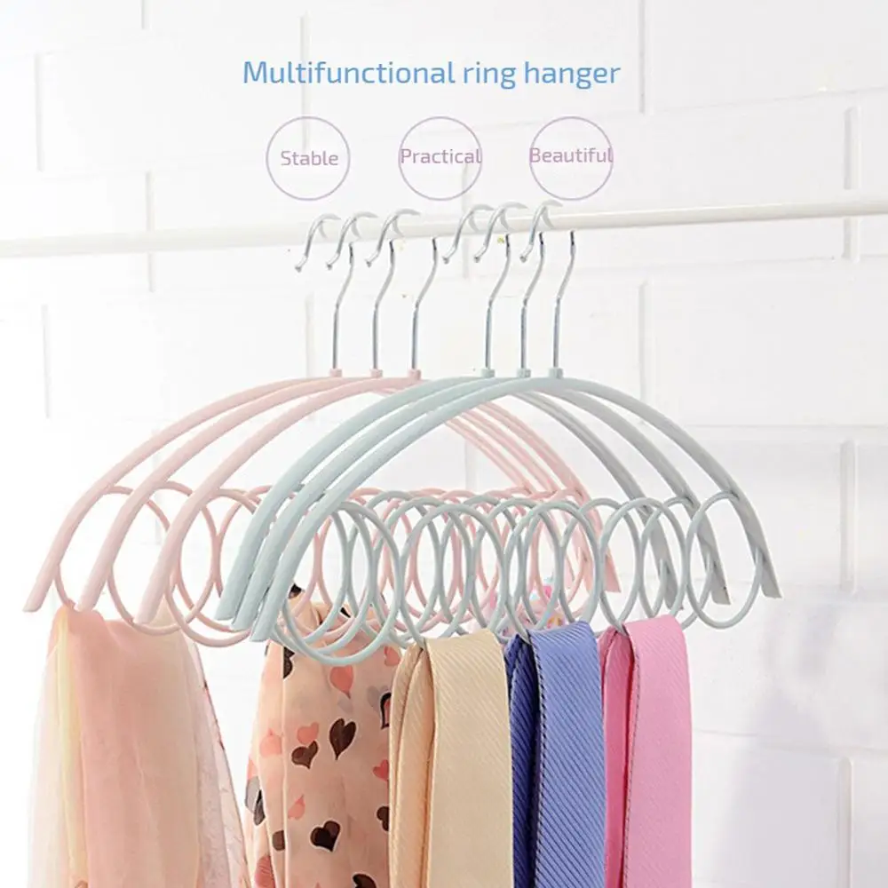 Store As You Like Wardrobe Storage Rack Prevent Rust Scarf Hanger Bend At Will Five Ring Design Belt Hanger Portable Hanger