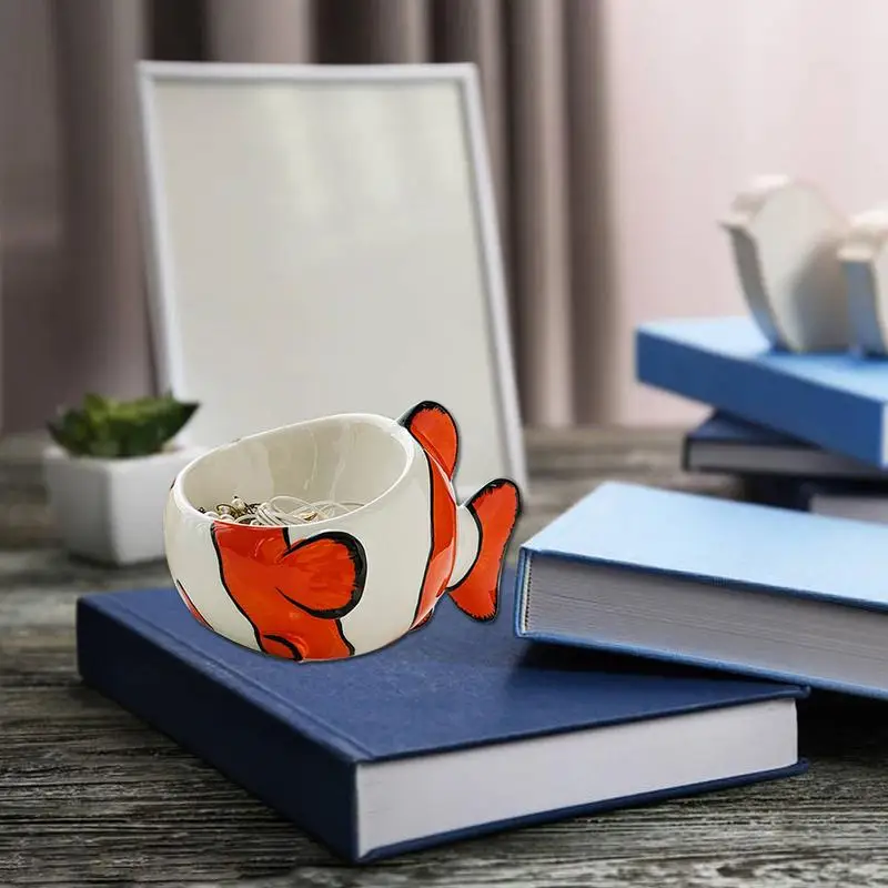 Ceramic Bowl For Cats Clownfish Shallow Wide Elevated Pet Feeding Dish Ceramic Decorative Bowl Decorative Bowls For Home Decor