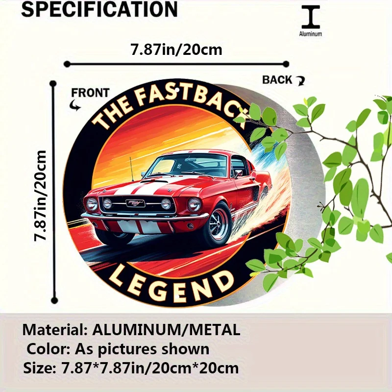 [2D Flat] One Piece of a Sunset-Themed Aluminum Tin Sign, Featuring a Racing Design with a Red And White Car, Measuring 19.99 cm