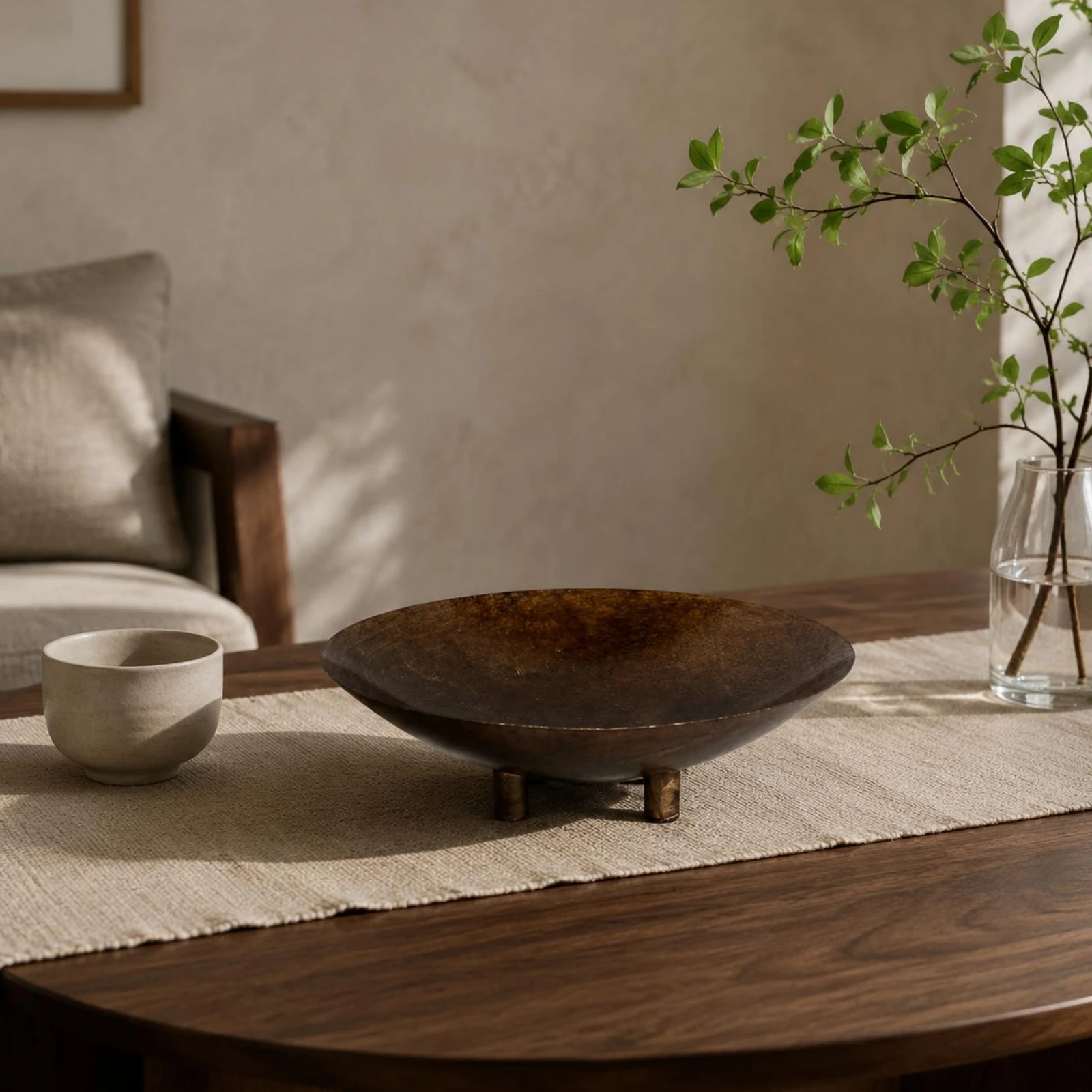 Three-Leg Fruit Bowl New Chinese Design Footed Serving Bowl Home Decor Decorative Display Stand Sturdy for Tabletop