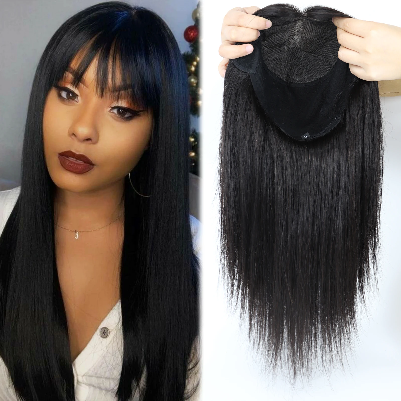 

Парик на шелковой основе с челкой 6x6 дюймов Шелковый топ с ПУ спереди Парик из натуральных волос Remy для женщин Эластичная сетка Легкий дышащий