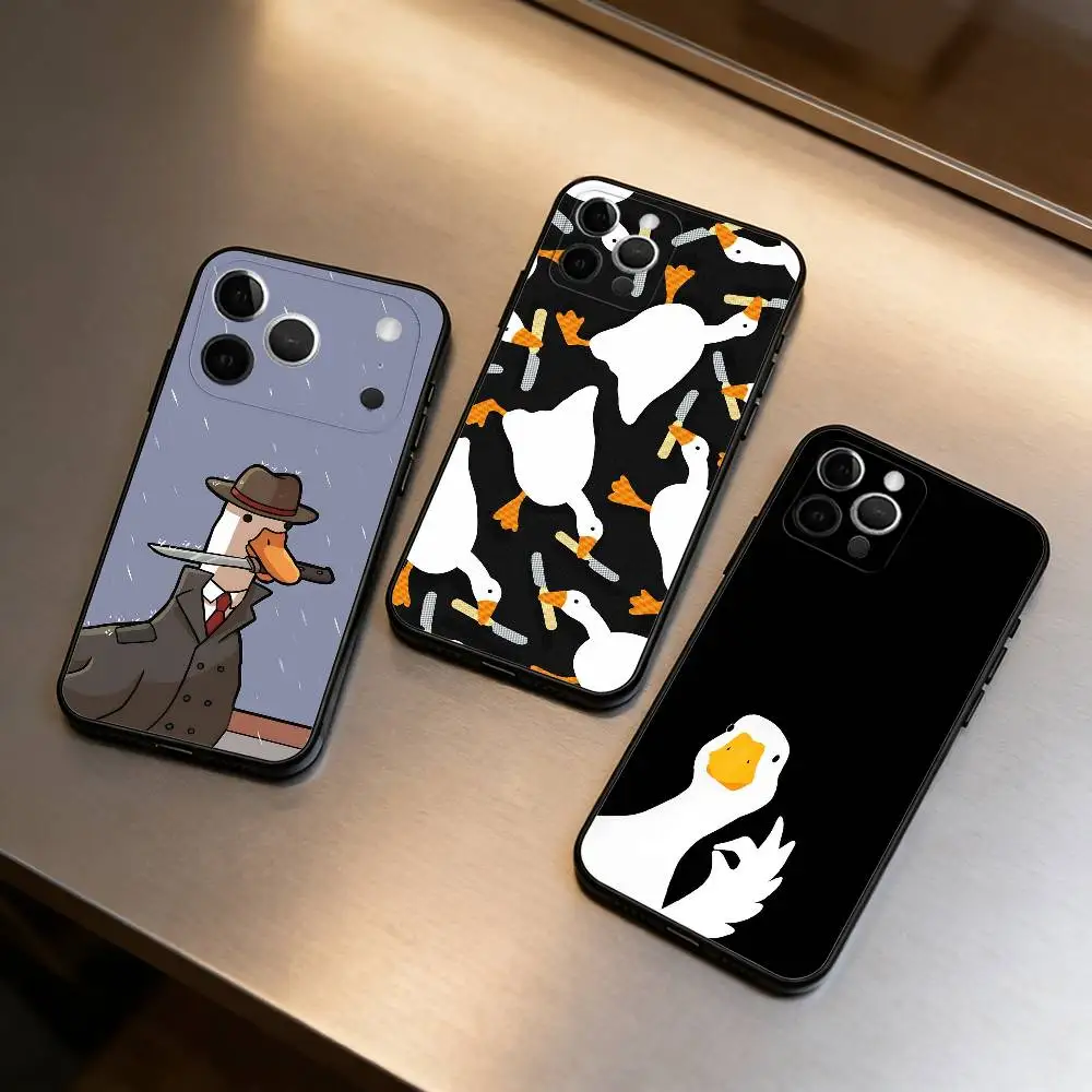 G-Goose And D-Duck Soft Silicone Black Cover,Phone Case For iPhone 17,16,15,14,13,12,11 Plus,Pro Max,XS