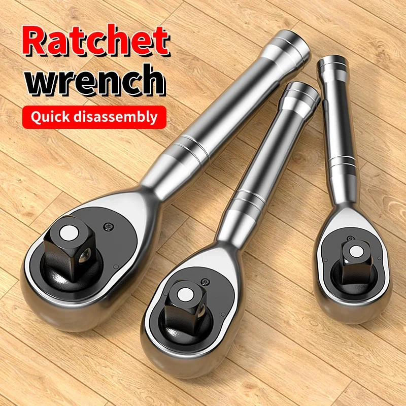 Compact Dual-Size 72-Tooth Ratchet Wrench 1/4 3/8 1/2 Inch Drive Stubby Ratchet Set Quick-Release Head Mini Ratchet Wrench Tool