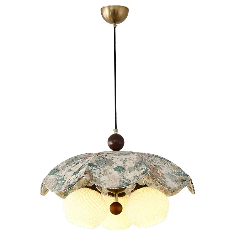 

French medium and ancient fabric small chandelier, retro and simple