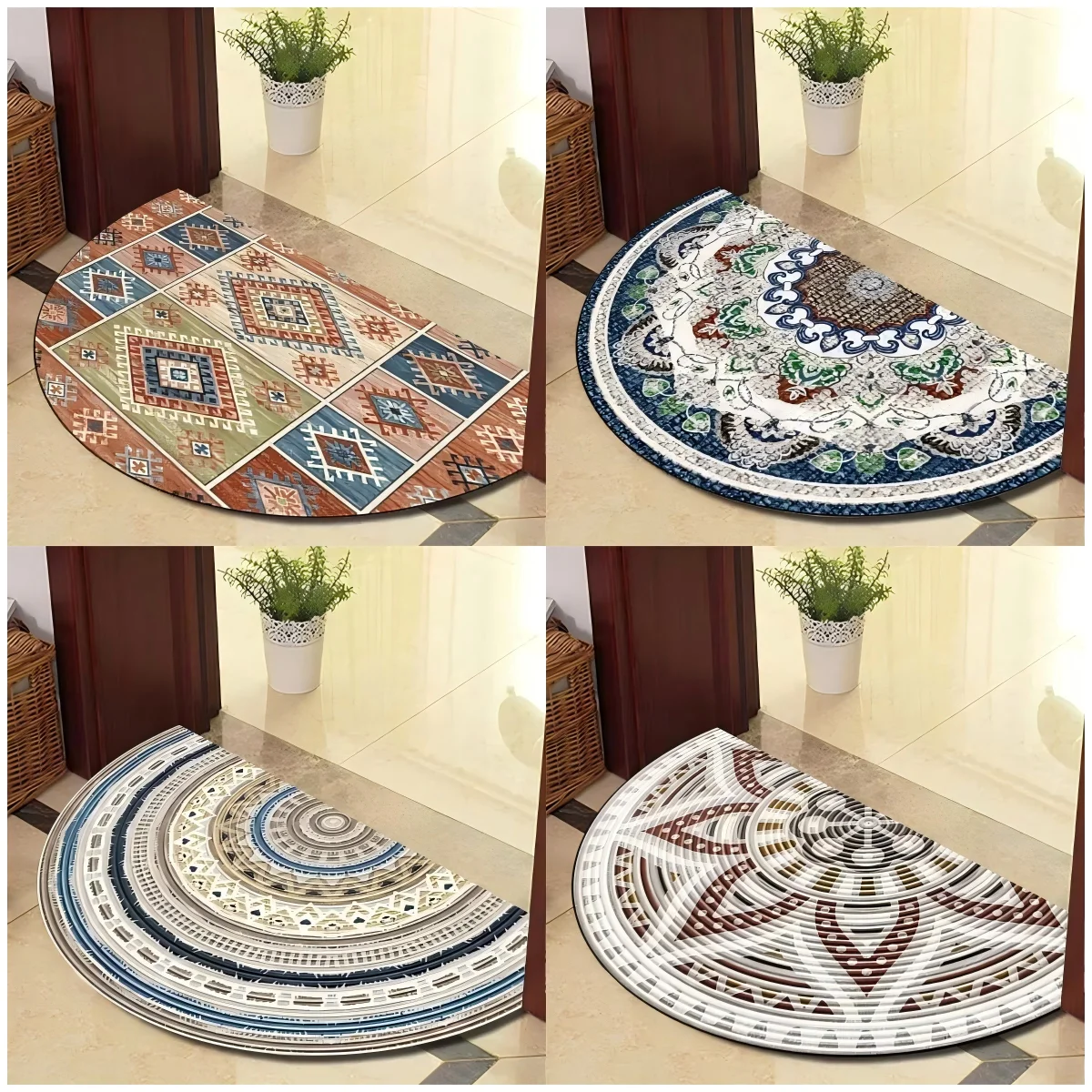 VIKAMA Mandala Semi-Circular Blanket Yoga Room Healing Floor Mat Facecloth Office Entryway Entry Door Blanket Home Decoration
