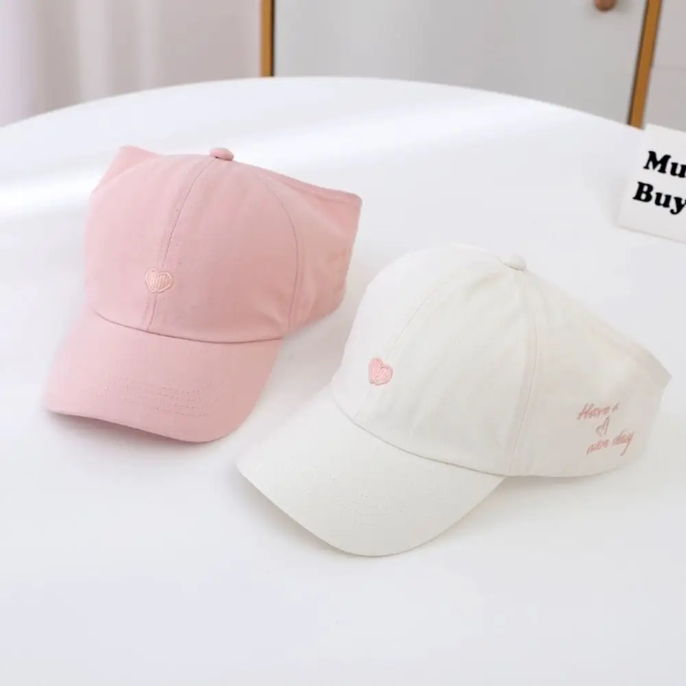 Summer Love Heart Designs Baseball Cap Sweet Girls Boys Empty Top Hat Sun Shading Sun Hat Classic Solid Color Kids Peaked Caps