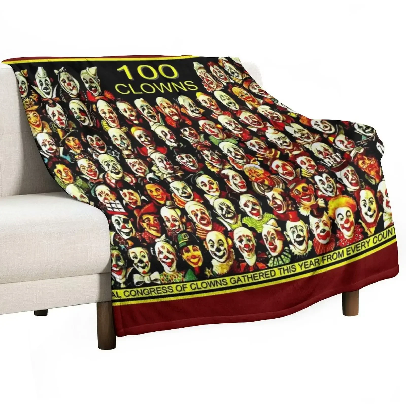 CLOWN CONGRESS; Vintage Circus Advertising Print Throw Blanket Travel Heavy Luxury Throw Blankets