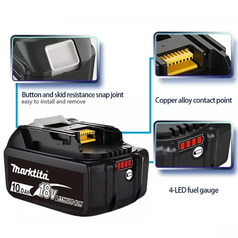 Batería recargable de iones de litio para Makita, herramienta eléctrica BL1860, 18V, 10000mAh, BL1840, BL1850, BL1830, BL1860B, LXT400