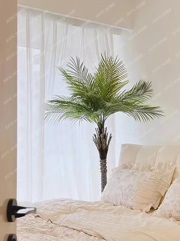 

Большие декоративные украшения для гостиной, кокосовая пальма, скандинавский стиль, коричневый подсолнух, зеленый завод, имитация иглы, подсолнух в помещении