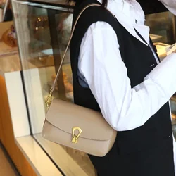 Ladies' Genuine Leather Small Shoulder Bag, Casual and Fashionable Crossbody Handbag, Women's Cow Leather Square Underarm Bag