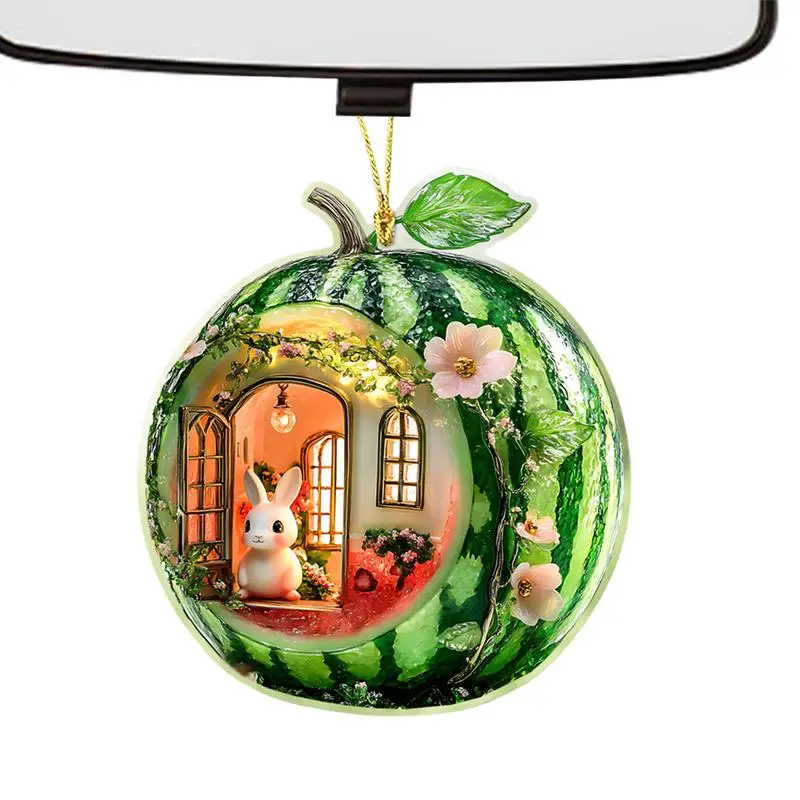 Valentines Day Ornaments For Tree Auto Hangable Ornament Animal Fruit House 2D Acrylic Valentine's Day Hangable Car Ornament