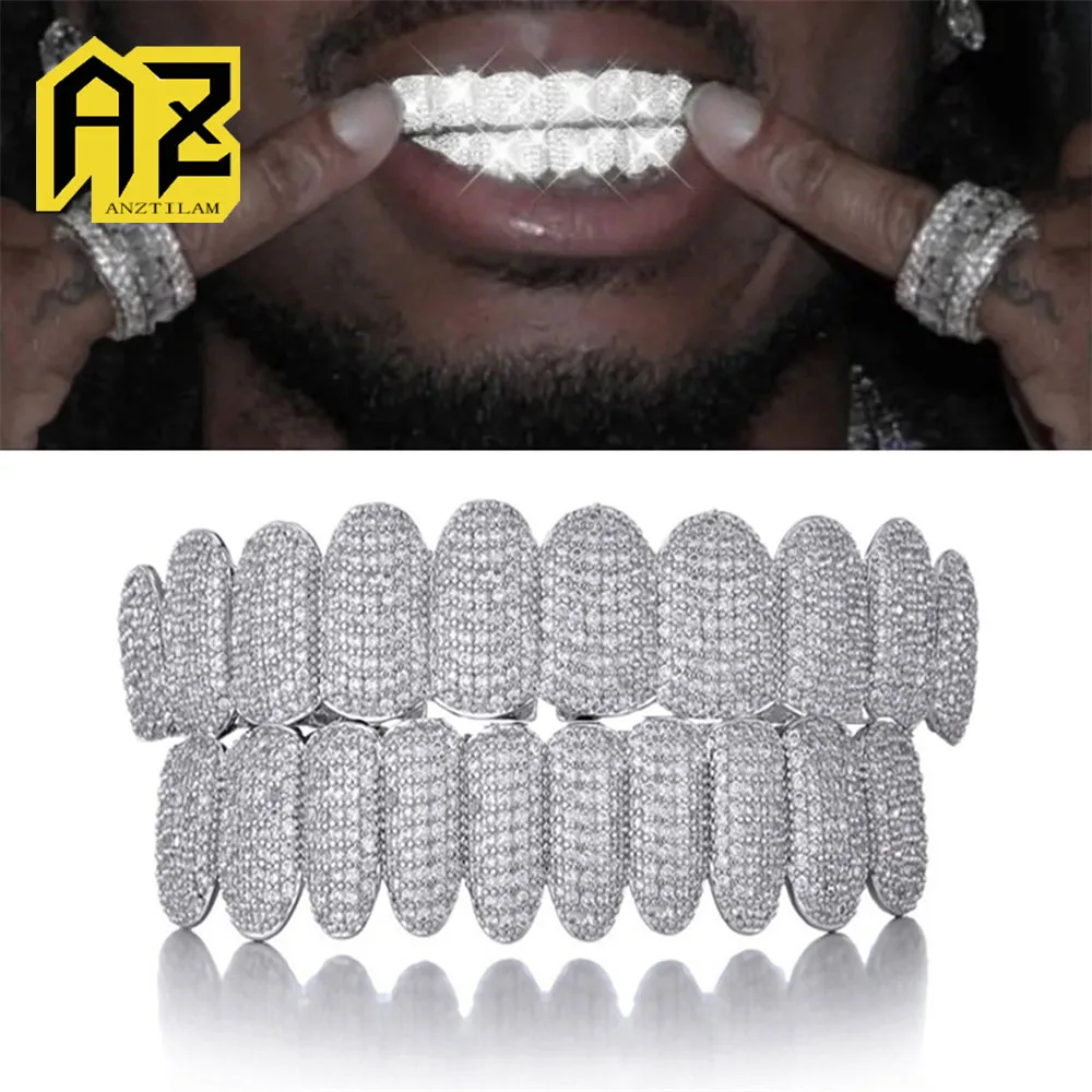 

Anztilam Bling Long Grills Iced Out Grillz Full Zircon Tooth Shine Grill Men Women Hip Hop Tooth Grills Caps Fashion Jewelry