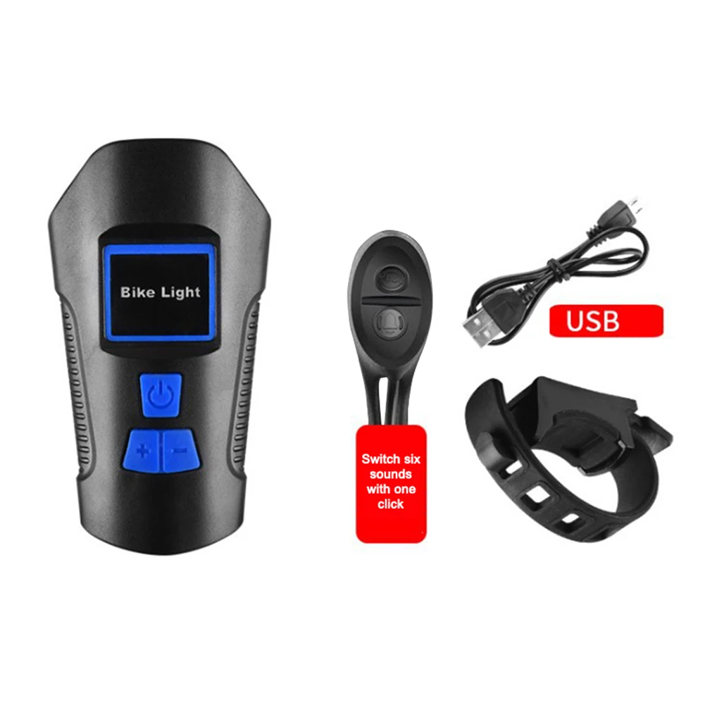 

USB Rechargeable Bicycle Headlight Bike Head Light Front Lamp Cycling With Horn 120 DB